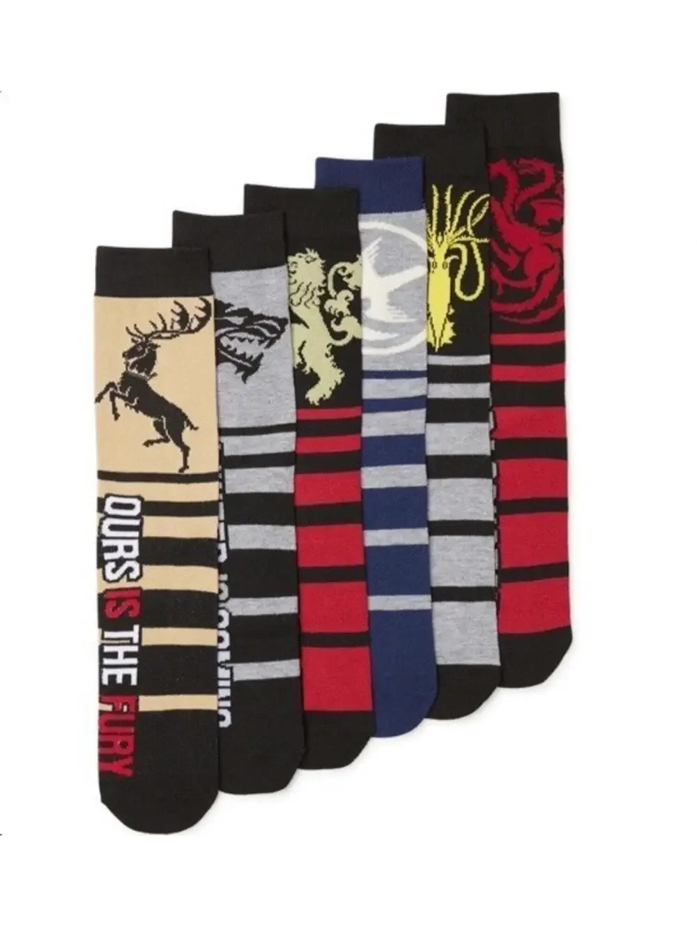 Game Of Thrones Men's Socks Casual Crew 6 Pair Mens Shoe Size 8-12 -Brand New